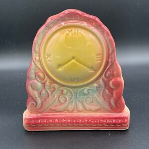 Vintage Shawnee Pottery Mantle Clock USA 530 Set of Two Hanging Wall Planters